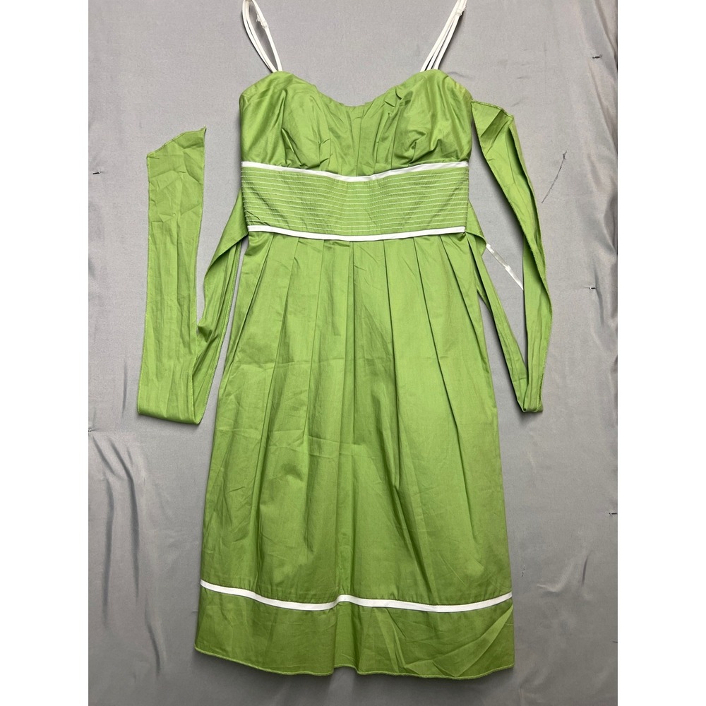 Speechless Green Fit and Flare Dress White Piping Sweetheart Neck Size 5